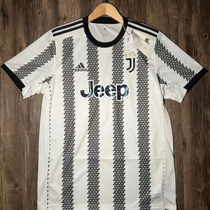 Adidas Men's White and Black Striped Jersey